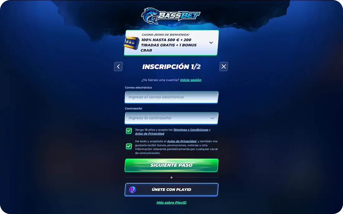 registro en el casino bassbet